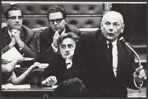 Elsevier photo collection. Interruption of PvdA fraction leader J.M. Den U... Stock Photos