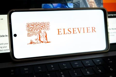 Elsevier publishing company logo on mobile phone Stock Photos