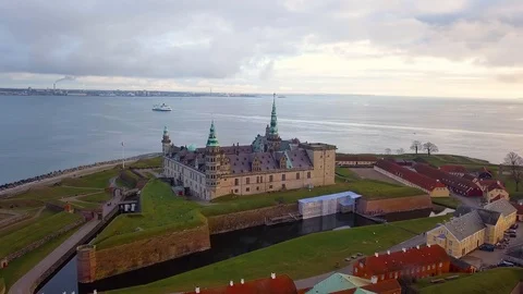 Elsinore aerial view Stock Footage 87349078