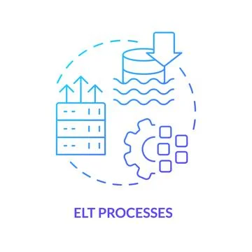 ELT processes blue gradient concept icon Stock Illustration