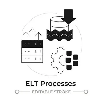 ELT processes modern flat line concept icon Stock Illustration
