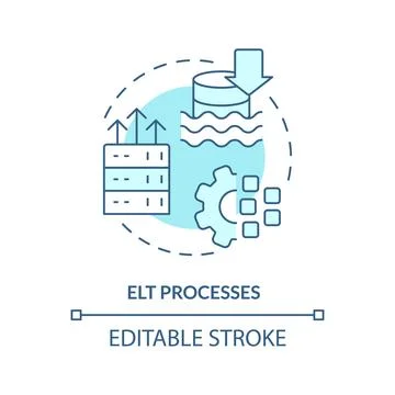ELT processes turquoise concept icon Stock Illustration