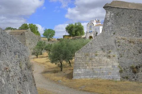 Elvas fortifications near the Corner or Esquina outer gate Alentejo Portugal Stock Photos