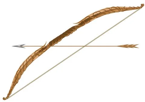 Elven longbow and arrow Stock Illustration