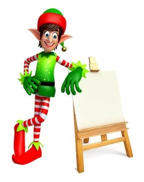 Elves with drawing canvas Stock Illustration