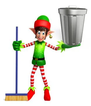 Elves with dustbin Stock Illustration