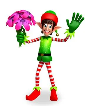 Elves with flowers Stock Illustration