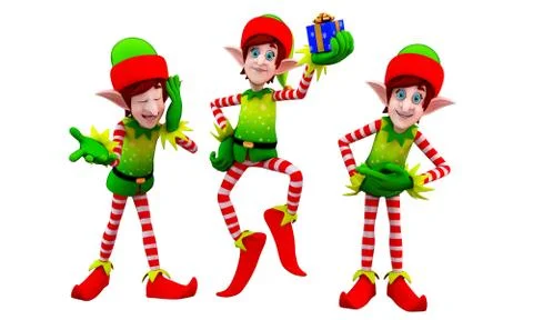 Elves with gift box Stock Illustration