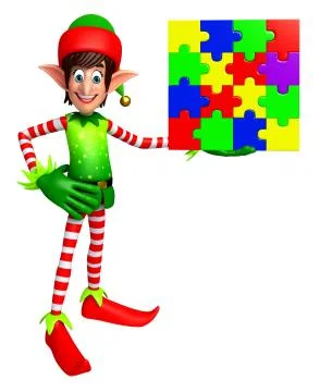 Elves with puzzle Stock Illustration