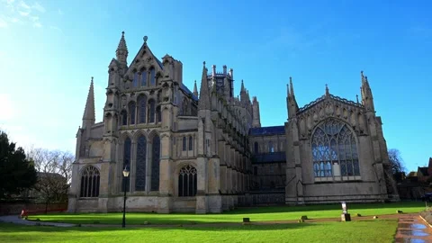 Ely Cathdral view from Almonry. Stock Footage 321469917