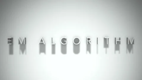 Em algorithm 3D title animation white text on a white background 스톡 동영상 299702098