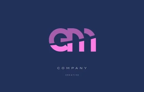 Em e m  pink blue alphabet letter logo icon Stock Illustration