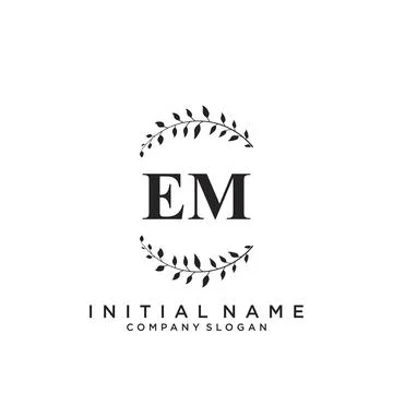 EM Initial handwriting logo design Stock Illustration