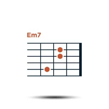Em7, Basic Guitar Chord Chart Icon Vector Template 스톡 일러스트