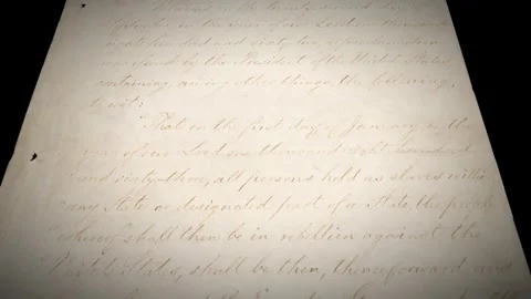 Emacipation Proclamation Faded Historical Document Handwritten Script Vídeo Stock 339259406