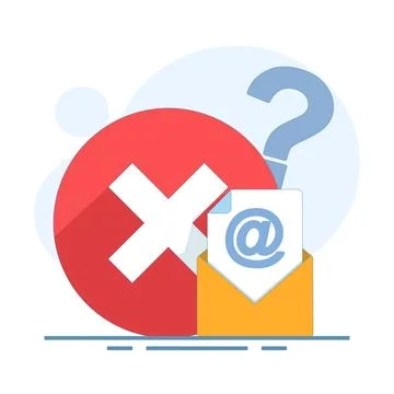Email account not found, login error, or invalid email address. Stock Illustration