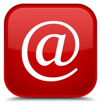 Email address icon special red square button Stock Illustration
