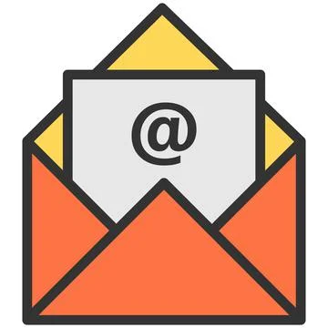 Email address letter in opened envelop vector icon Stock Illustration