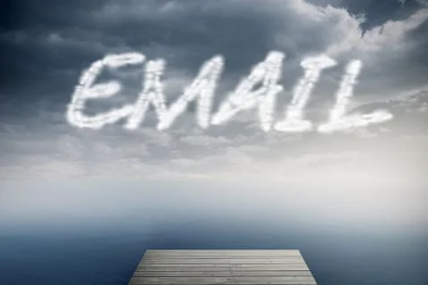 Email against cloudy sky over ocean Stock Illustration