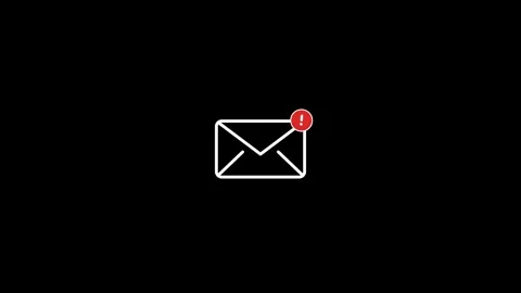 Email alert icon animation on black background. 4K Video stock 340882980