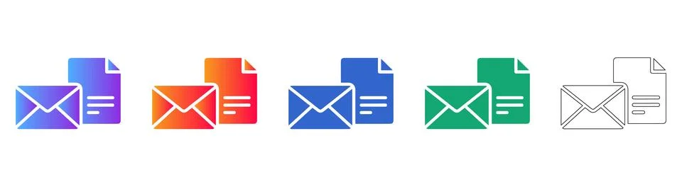 Email and Document File Icons for Digital Communication and Data Stock Illustration