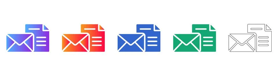 Email and Document Icons for Communication and Files イラスト素材