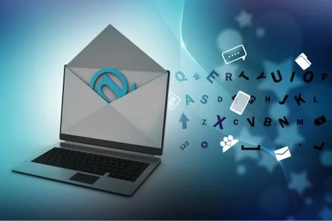 Email and laptop Stock Illustration