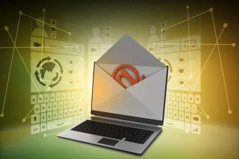 Email and laptop Stock Illustration