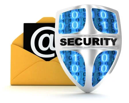 Email and shield on white background (done in 3d) Stockillustratie
