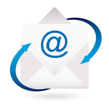 Email arrow envelope email concept with blue arrows and white envelope Cop... Stock Photos