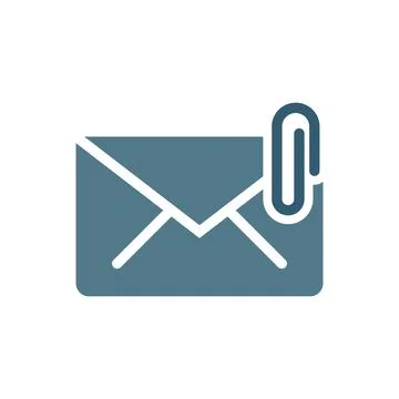 Email attach icon in flat style. Mail envelope with paper clip vector illus.. Stock Illustration