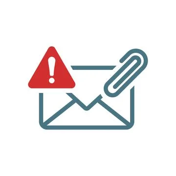 Email attach icon in flat style. Mail envelope with paper clip vector illus.. Stock Illustration