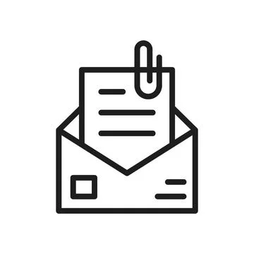 Email attach icon in flat style. Mail envelope with paper clip vector illus.. Stockillustratie