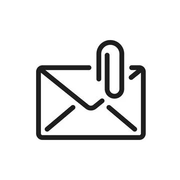 Email attach icon in flat style. Mail envelope with paper clip vector illus.. Illustration