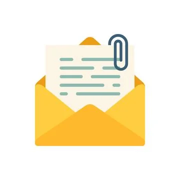 Email attach icon in flat style. Mail envelope with paper clip vector illus.. イラスト素材