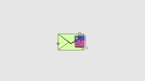 Email attachment neubrutalism UI element animation Stock Footage 336186526