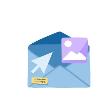 Email with attachment. Online Document Management. Stock Illustration