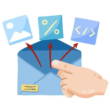 Email with attachment. Online Document Management. Attached file Stock Illustration