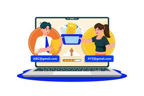 Email attachments facilitate file sharing and collaboration. Stock Illustration