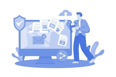 Email attachments facilitate file sharing and collaboration. Stock Illustration