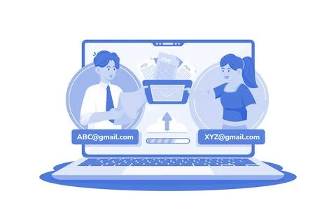 Email attachments facilitate file sharing. Stock Illustration