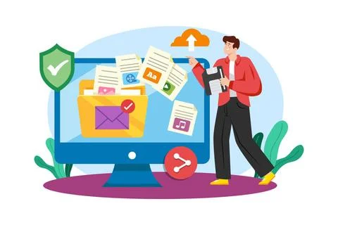 Email attachments facilitate file sharing and collaboration. Email attachm... Stock Photos