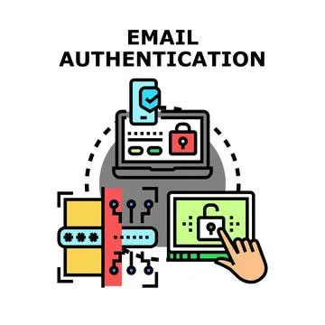 Email authentication protecting data and secure access Stockillustratie