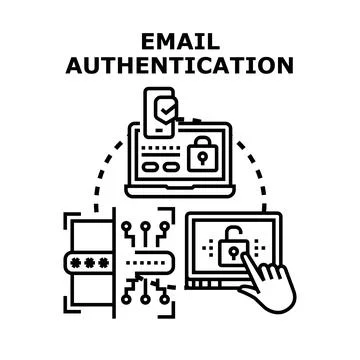 Email authentication protecting data and secure access Stock Illustration
