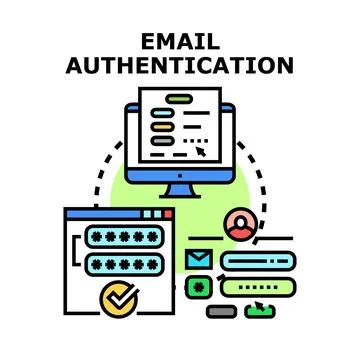 Email authentication providing online account security access Stock Illustration
