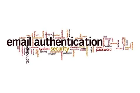 Email authentication word cloud concept Stock Illustration