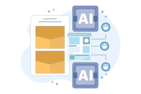Email automation concept, AI based email campaign. Stock Illustration