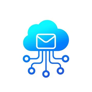 Email automation, SaaS icon with cloud, vector Stock Illustration