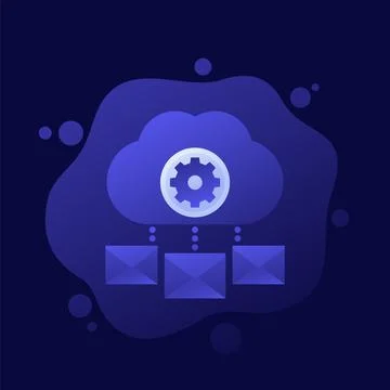 Email automation, SaaS platform icon with a cloud, vector design Stock Illustration