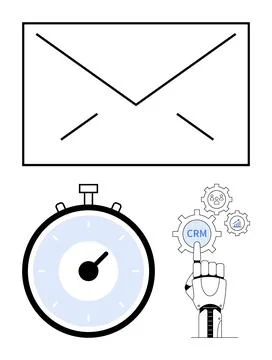 Email Automation Workflow Enhancing CRM with Robotics and Time Efficiency Illustrazione stock